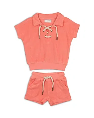 Maniere Girls' Beach Terry Shirt & Shorts Set - Baby, Little Kid In Coral