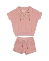Maniere Girls' Beach Terry Shirt & Shorts Set - Baby, Little Kid In Mauve