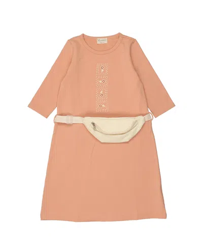 Maniere Girls' Boxy Belt Bag 3/4 Sleeve Dress - Little Kid, Big Kid In Pink