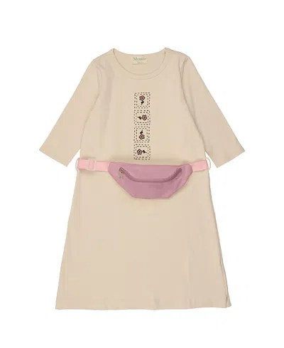 Maniere Girls' Boxy Belt Bag 3/4 Sleeve Dress - Little Kid, Big Kid In Pink