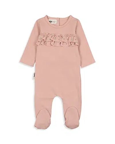 Maniere Girls' Floral Ruffled Footie - Baby In Mauve