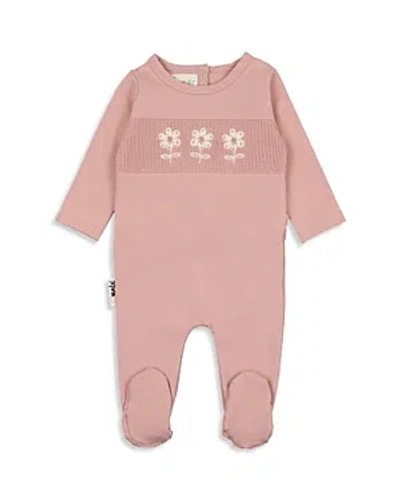 Maniere Girls' Smocked Floral Footie - Baby In Mauve