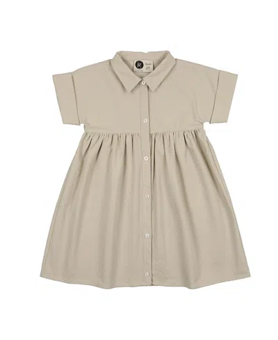 Maniere Girls' Textured Grid Short Sleeve Dress - Little Kid In Neutral