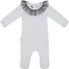 Maniere Manière Glitter Mesh Ruffle Footie In Gray