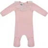 Maniere Babies' Manière Glitter Mesh Ruffle Footie In Pink