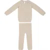 Maniere Manière Heathered Speckled Sweater & Pants Set In Brown