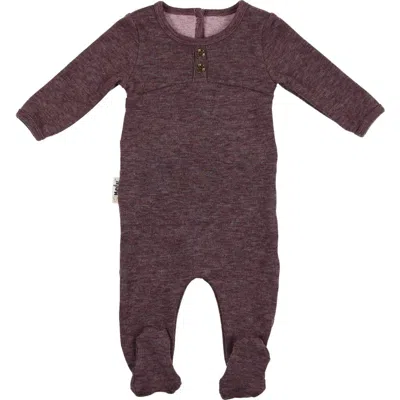 Maniere Kids' Manière Henley Cotton Footie In Burgundy