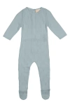 Maniere Babies' Honeycomb Cotton Footie In Aqua