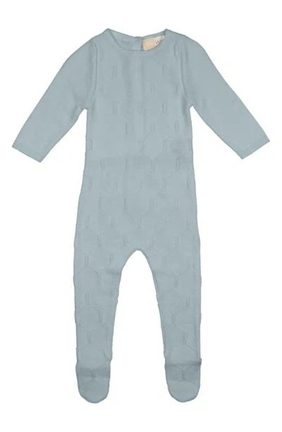 Maniere Honeycomb Cotton Footie In Aqua