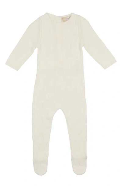 Maniere Babies' Honeycomb Cotton Footie In Ivory