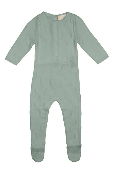 Maniere Babies' Honeycomb Cotton Footie In Sage