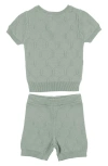 Maniere Babies' Honeycomb Knit Short Sleeve Sweater & Shorts Set In Sage