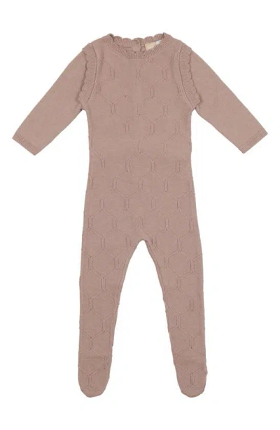 Maniere Babies' Honeycomb Scallop Footie In Mauve