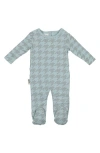 Maniere Manière Hounstooth Cotton Blend Footie In Green