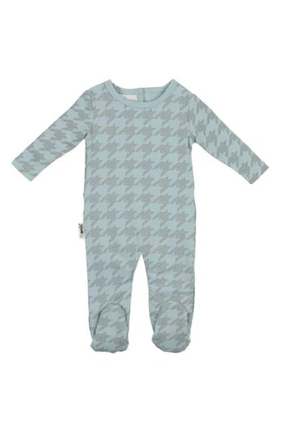 Maniere Babies' Manière Hounstooth Cotton Blend Footie In Green