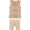 Maniere Babies' Manière Kids' Bow Tank & Bike Shorts Set In Brown