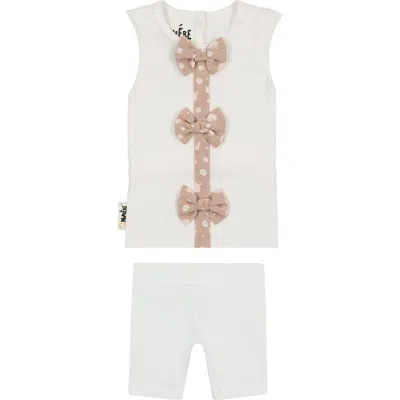 Maniere Babies' Manière Kids' Bow Tank & Bike Shorts Set In White