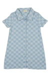Maniere Manière Kids' Check Denim Shirtdress In Blue