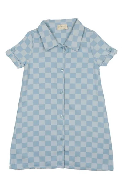 Maniere Babies' Manière Kids' Check Denim Shirtdress In Blue