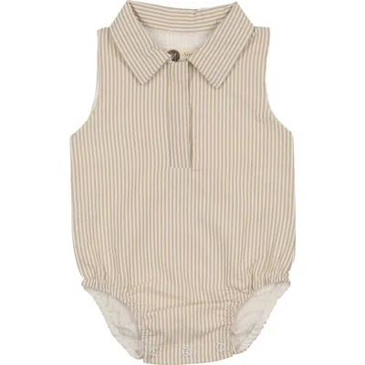 Maniere Babies' Manière Kids' Cotton Blend Seersucker Romper In Nude