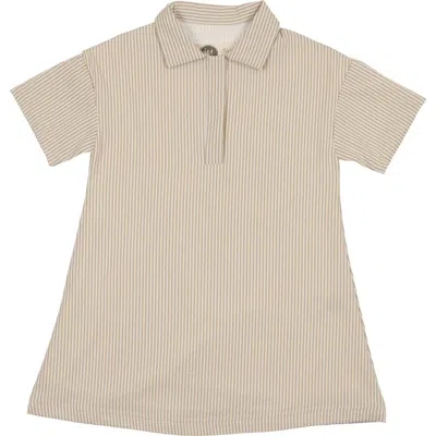 Maniere Babies' Manière Kids' Cotton Blend Seersucker Shirtdress In Brown
