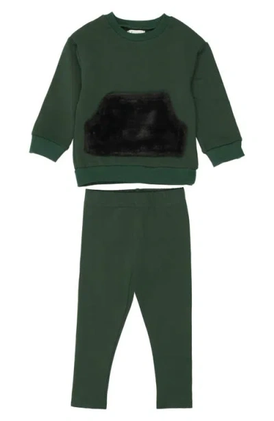 Maniere Babies' Manière Kids' Couture Sweatshirt & Pants Set In Green