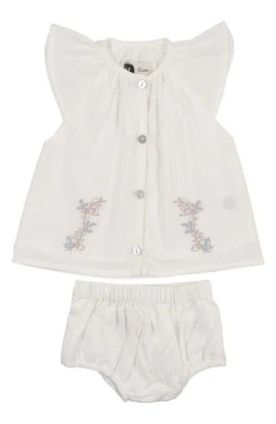 Maniere Babies' Manière Kids' Delicate Floral Cotton Blend Top & Bloomers Set In Neutral