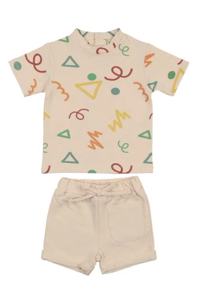 Maniere Babies' Manière Kids' Doodle Print T-shirt & Drawstring Shorts Set In Brown