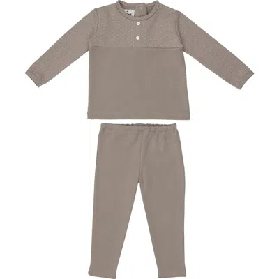 Maniere Babies' Manière Kids' Dot Long Sleeve Top & Pants Set In Gray