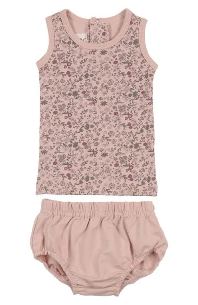 Maniere Babies' Manière Kids' Elegant Floral Cotton Blend Tank Top & Bloomers Set In Pink