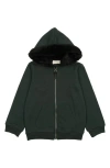 Maniere Manière Kids' Faux Fur Lined Zip Hoodie In Black