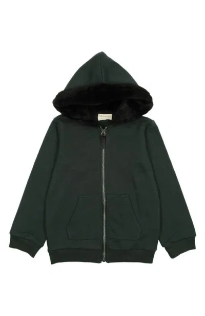 Maniere Babies' Manière Kids' Faux Fur Lined Zip Hoodie In Black