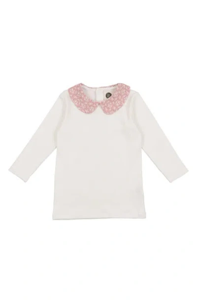 Maniere Babies' Manière Kids' Floral Collar Rib Top In White