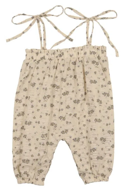 Maniere Babies' Manière Kids' Floral Cotton Blend Romper In Neutral
