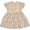 Maniere Manière Kids' Floral Pintuck Pleat Dress In Brown