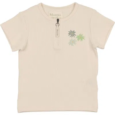 Maniere Babies' Manière Kids' Floral Rib Top In Neutral