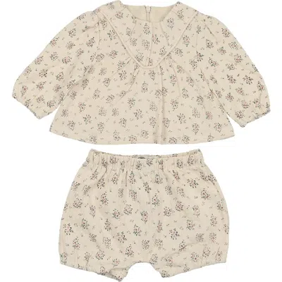 Maniere Babies' Manière Kids' Forest Top & Bubble Shorts Set In Brown