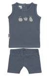 Maniere Manière Kids' Fruity Friends Stretch Cotton Tank & Shorts Set In Royal Blue