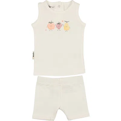 Maniere Babies' Manière Kids' Fruity Friends Tank & Shorts Set In White