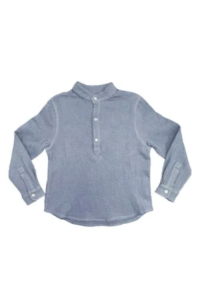 Maniere Babies' Manière Kids' Gauze Popover Shirt In Blue