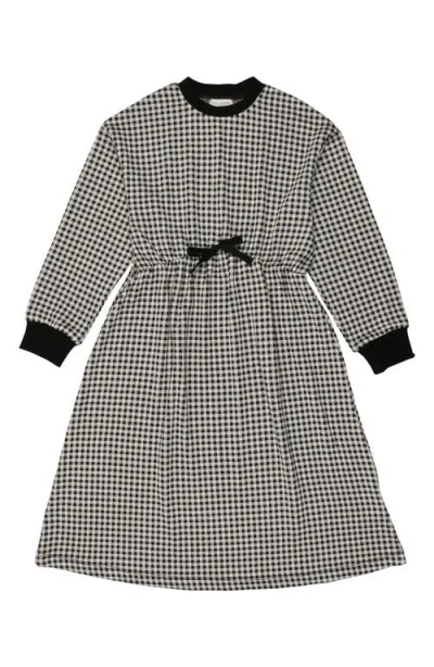 Maniere Babies' Manière Kids' Gingham Long Sleeve Dress In Black