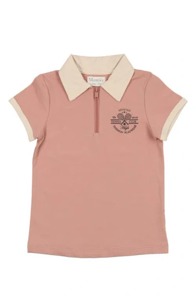 Maniere Babies' Manière Kids' Half Zip Polo In Pink