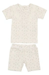 Maniere Manière Kids' Leaves & Branches Cotton Blend Top & Shorts Set In Neutral
