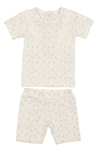 Maniere Babies' Manière Kids' Leaves & Branches Cotton Blend Top & Shorts Set In Neutral