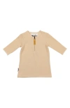 Maniere Babies' Manière Kids' Microgrid Long Sleeve Zip Top In Brown