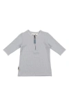 Maniere Manière Kids' Microgrid Long Sleeve Zip Top In Gray