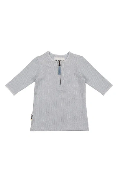 Maniere Babies' Manière Kids' Microgrid Long Sleeve Zip Top In Gray