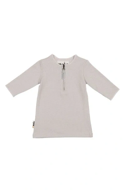 Maniere Babies' Manière Kids' Microgrid Long Sleeve Zip Top In Gray