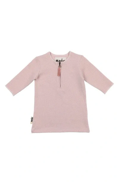 Maniere Babies' Manière Kids' Microgrid Long Sleeve Zip Top In Pink