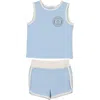 Maniere Manière Kids' Montee Golf Course Cotton Blend Tank & Shorts Set In Blue